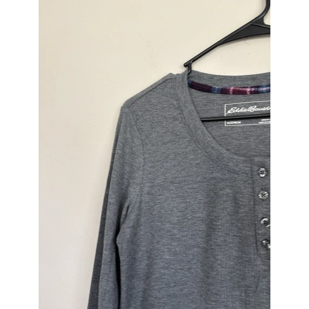 Eddie Bauer Grey Waffle Knit Henley VNeck Long Sleeve SMALL Capsule‎ Wardrobe